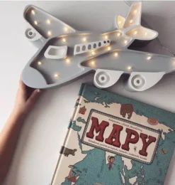 Janie and Jack Lighting-Airplane Lamp gray