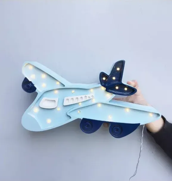 Janie and Jack Lighting-Airplane Lamp blue