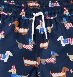 Janie and Jack Swim Outfits|Matching Sets-Americana Dog Swim Trunk merchant marine dog