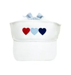 Janie and Jack Kids Accessories-Americana Hearts Bow Visor red/white/blue