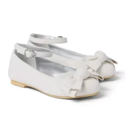 Janie and Jack Shoes-Ankle Strap Bow Ballet Flat white