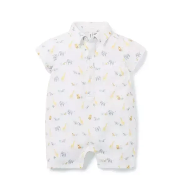 Janie and Jack One-pieces & Rompers-Baby Animal Friends Romper jet ivory animal friends
