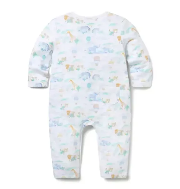 Janie and Jack One-pieces & Rompers|One-pieces & Rompers-Baby Animal Friends Toile Wrap One-Piece jet ivory animal friends toile