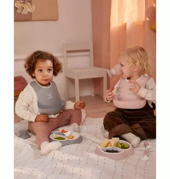 Janie and Jack Feeding Accessories-Baby Bib 2-Pack, Gray / Pink