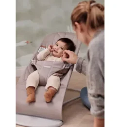 Janie and Jack Baby Activity-Baby Bouncer Bliss, Petal Quilt Woven, Sand Gray sand grey