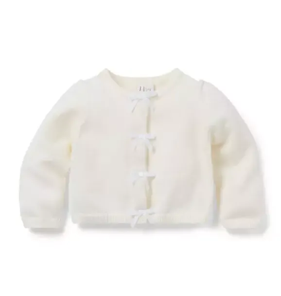 Janie and Jack Sweaters & Jackets-Baby Bow Cardigan jet ivory