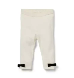 Janie and Jack Pants-Baby Bow Cuff Sweater Pant cream and sugar