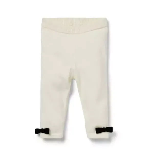 Janie and Jack Pants-Baby Bow Cuff Sweater Pant cream and sugar