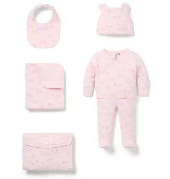 Janie and Jack Sets-Baby Bundle of Love Gift Set pink blossom animal friends toile