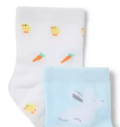 Janie and Jack Shoes & Accessories-Baby Bunny And Chick Sock 2-Pack white chicken and light blue bunny