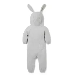 Janie and Jack One-pieces & Rompers|One-pieces & Rompers-Baby Bunny Ear Hooded One-Piece earl grey heather