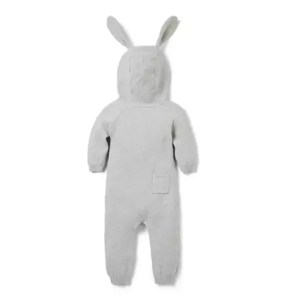 Janie and Jack One-pieces & Rompers|One-pieces & Rompers-Baby Bunny Ear Hooded One-Piece earl grey heather
