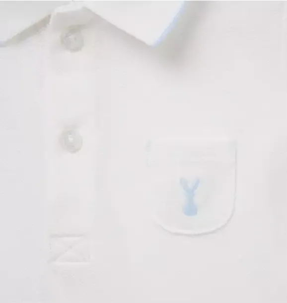 Janie and Jack Tops & Bodysuits-Baby Bunny Pique Polo Bodysuit white