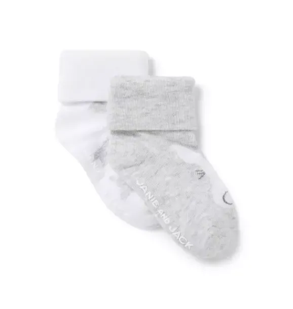 Janie and Jack Shoes & Accessories|Shoes & Accessories-Baby Bunny Sock 2-Pack classic grey heather and white