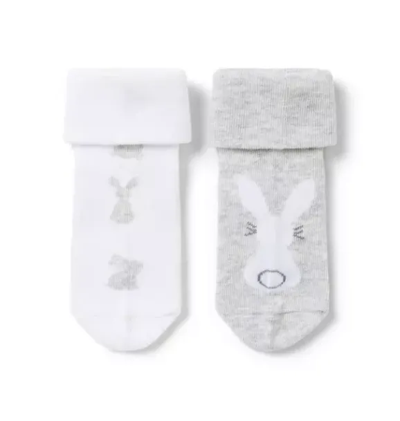Janie and Jack Shoes & Accessories|Shoes & Accessories-Baby Bunny Sock 2-Pack classic grey heather and white