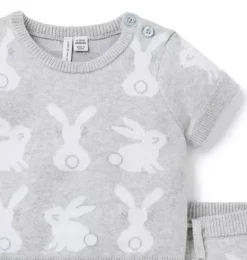 Janie and Jack Sets-Baby Bunny Sweater Matching Set earl grey heather bunny
