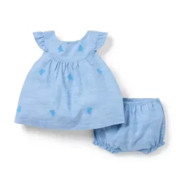 Janie and Jack Sets-Baby Butterfly Matching Set button blue butterfly