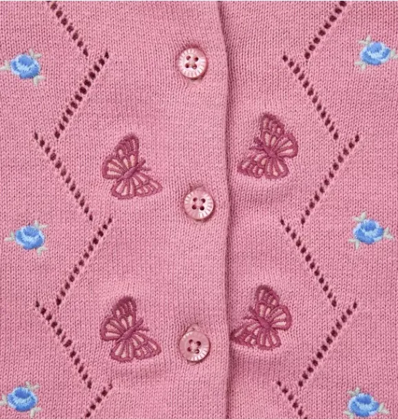 Janie and Jack Sweaters & Jackets-Baby Butterfly Ruffle Cardigan sweet rose