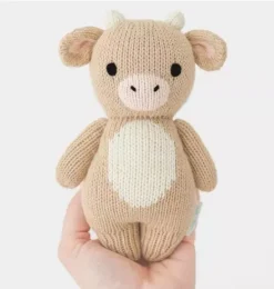 Janie and Jack Stuffed Animals-Baby cow (jersey) light/pastel brown