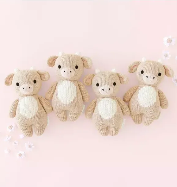 Janie and Jack Stuffed Animals-Baby cow (jersey) light/pastel brown