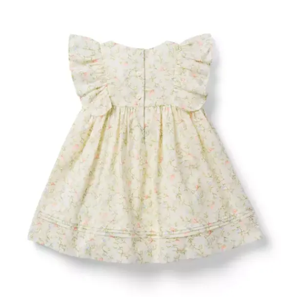 Janie and Jack Online Exclusives|Dresses-Baby Ditsy Floral Ruffle Dress snowdrift ditsy floral