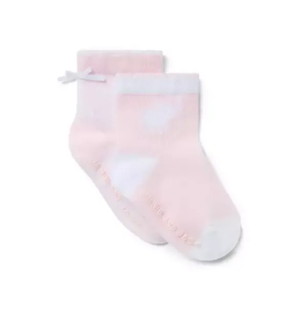 Janie and Jack Shoes & Accessories-Baby Elephant And Stripe Sock Set pink blossom stripe and pink blossom elephant.