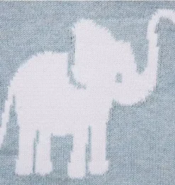 Janie and Jack Sets-Baby Elephant Matching Sweater Set soft blue heather