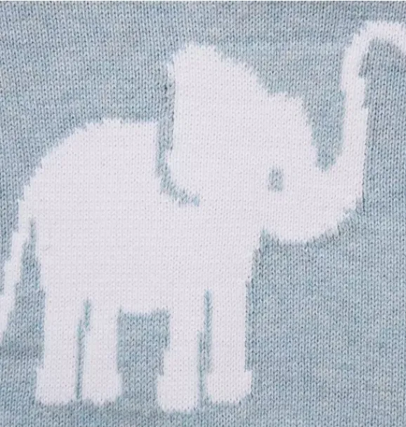 Janie and Jack Sets-Baby Elephant Matching Sweater Set soft blue heather