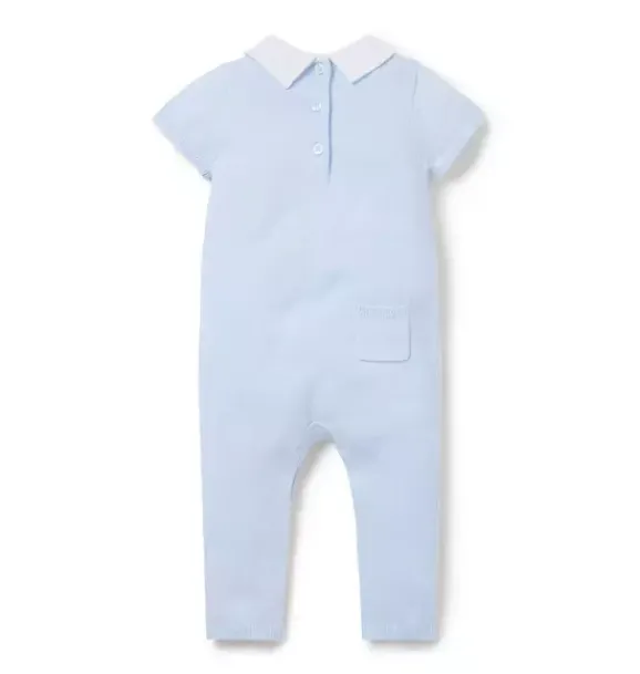 Janie and Jack One-pieces & Rompers-Baby Embroidered Bunny One-Piece light blue