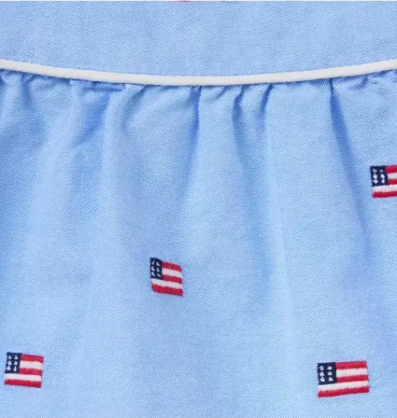 Janie and Jack Sets-Baby Embroidered Flag Matching Set ocean air heather flag