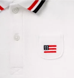 Janie and Jack Tops & Bodysuits-Baby Embroidered Flag Pique Polo Bodysuit white