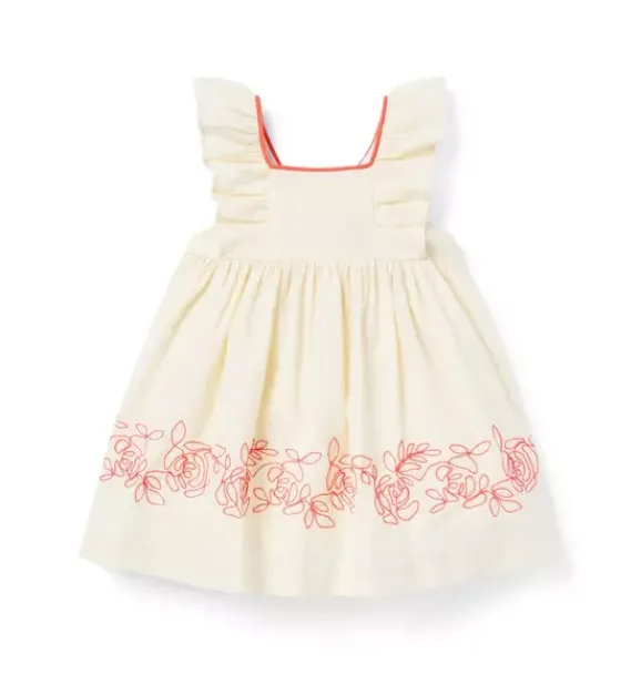 Janie and Jack Dresses-Baby Embroidered Floral Border Dress freshwater pearl