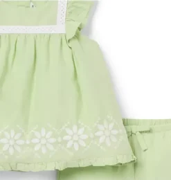 Janie and Jack Sets-Baby Embroidered Floral Matching Set celery field