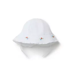 Janie and Jack Accessories|Swim Outfits-Baby Embroidered Floral Sun Hat white
