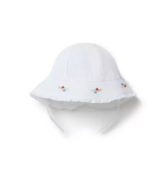 Janie and Jack Accessories|Swim Outfits-Baby Embroidered Floral Sun Hat white