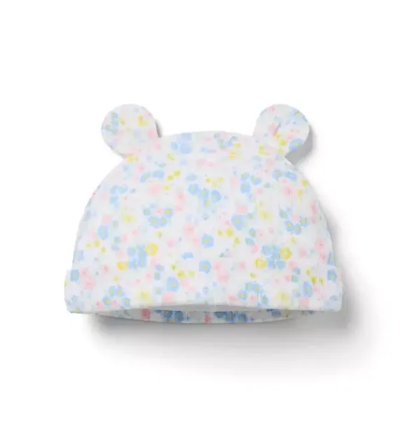 Janie and Jack Shoes & Accessories-Baby Floral Bear Ear Beanie light blue floral