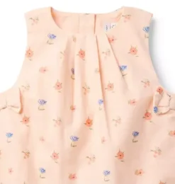 Janie and Jack Online Exclusives|One-pieces & Rompers-Baby Floral Bow Romper peach peony floral