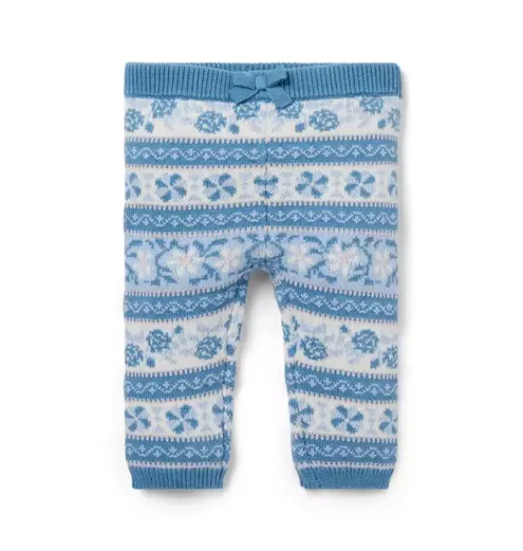 Janie and Jack Pants-Baby Floral Fair Isle Pant cream and sugar fair isle