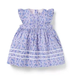 Janie and Jack Online Exclusives|Dresses-Baby Floral Pintuck Dress violet floral