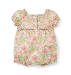 Janie and Jack One-pieces & Rompers-Baby Floral Pintuck Romper rosy coral floral