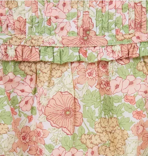 Janie and Jack One-pieces & Rompers-Baby Floral Pintuck Romper rosy coral floral