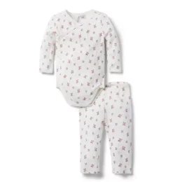 Janie and Jack Sets-Baby Floral Wrap Matching Set jet ivory floral