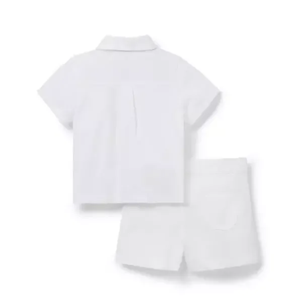 Janie and Jack Sets-Baby French Bulldog Pique Matching Set white
