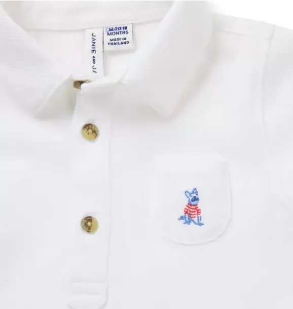 Janie and Jack Sets-Baby French Bulldog Pique Matching Set white