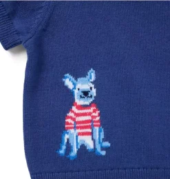 Janie and Jack Sets-Baby French Bulldog Sweater Matching Set tide pool