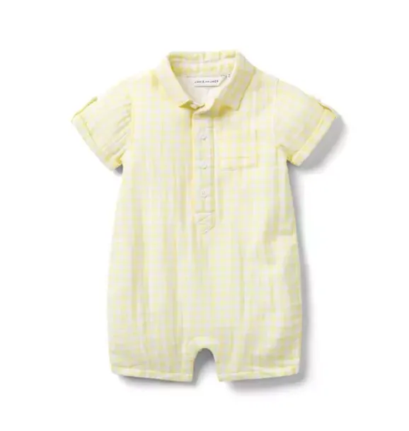 Janie and Jack One-pieces & Rompers-Baby Gingham Romper buttermilk gingham