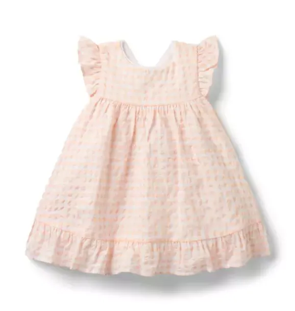 Janie and Jack Dresses-Baby Gingham Ruffle Dress seashell pink gingham