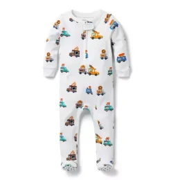 Janie and Jack Family Matching Pajamas|Baby Pajamas-Baby Good Night Footed Pajama In Food Truck white food truck