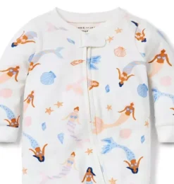 Janie and Jack Baby Pajamas|Family Matching Pajamas-Baby Good Night Footed Pajama In Mermaid jet ivory mermaid