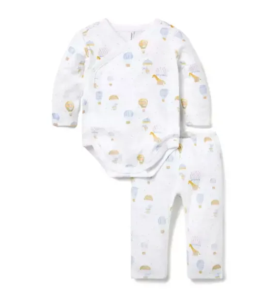 Janie and Jack Sets|Sets-Baby Hot Air Balloon Animals Wrap Matching Set jet ivory balloon animals
